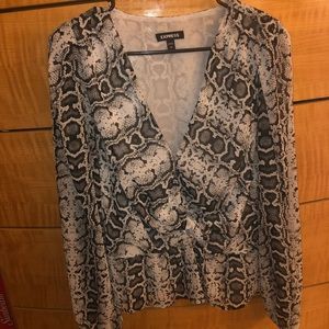 Express Snakeskin Peplum Blouse
